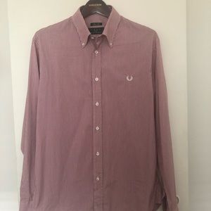 RARE Fred Perry England Red Gingham Oxford